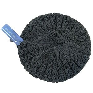 BYOS Be Your Own Style Winter Cable Fleece Lined Knit Beret Beanie Hat Charcoal